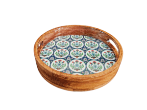 Round Tray - Blue Floral Collection - 10''