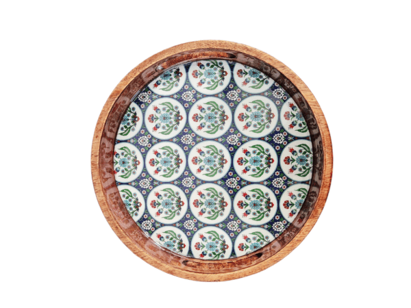 Round Tray - Blue Floral Collection - 10''