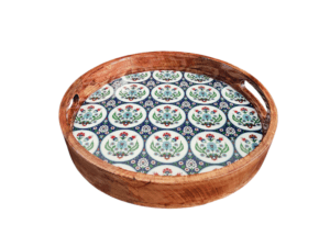 Round Tray - Blue Floral Collection - 12''