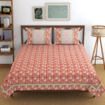 ‘Gulnaar’ — Energizing Red Block Print Bedsheet (King Size, 100% Cotton)